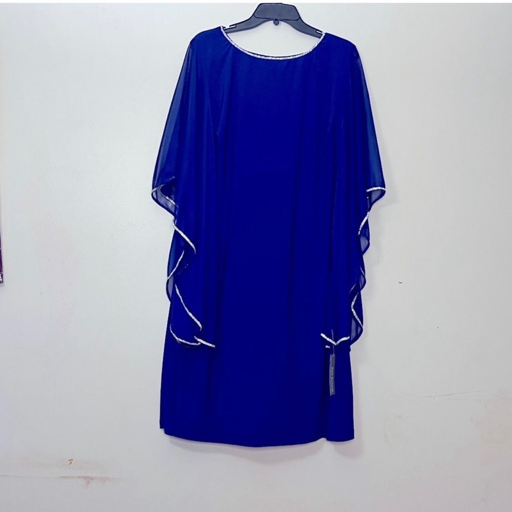 NWT R & M Richards Electric Blue Short Sheet Dress with Butterfly Sleeve. Sz 20W